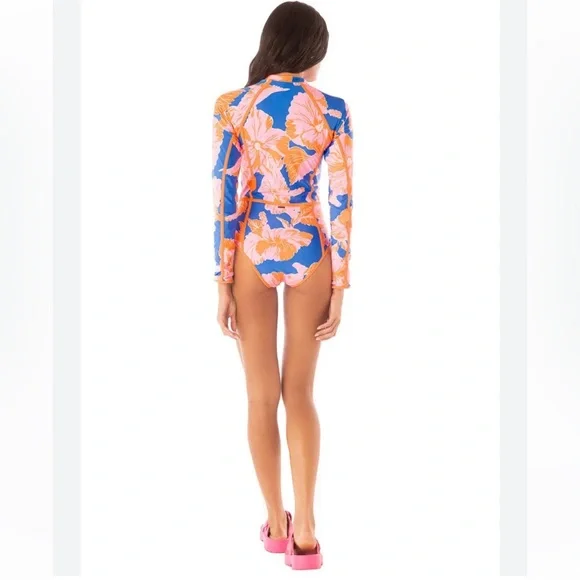 Maaji 🩷🧡🩵💙 Magnolia Mirage Cardi Long SleeveSwimsuit bathing suit NWT